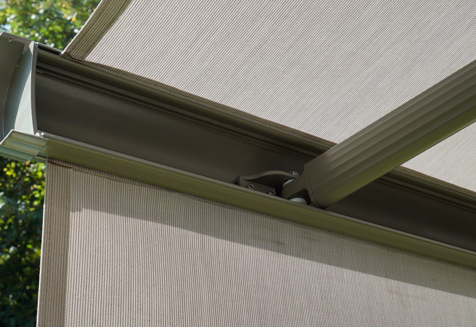 Full cassette awning housing and folding arm detail